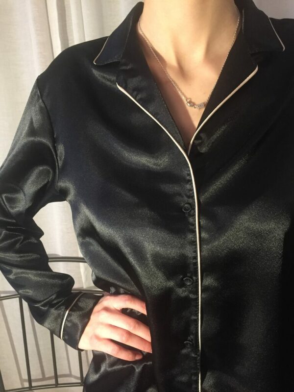 Pigiama donna raso perla o nero- Andra - - immagine 4