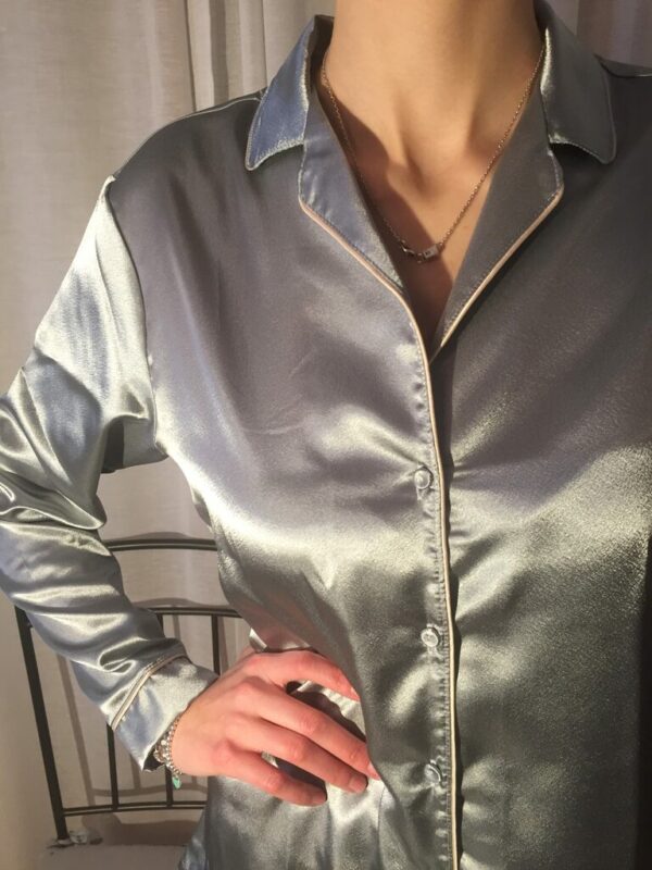 Pigiama donna raso perla o nero- Andra - - immagine 2