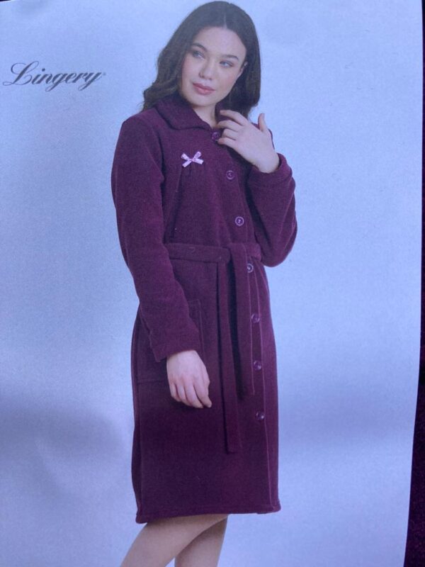 Vestaglia da donna in pile con bottoni e carre' in taglie calibrate "Lingery"